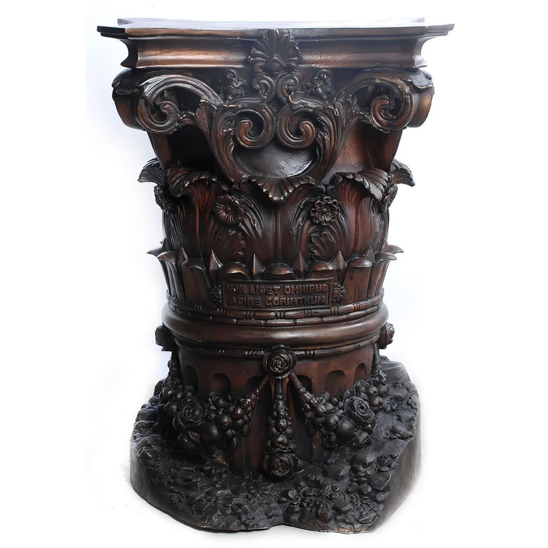 Bronze Pedestal with Leaf Design