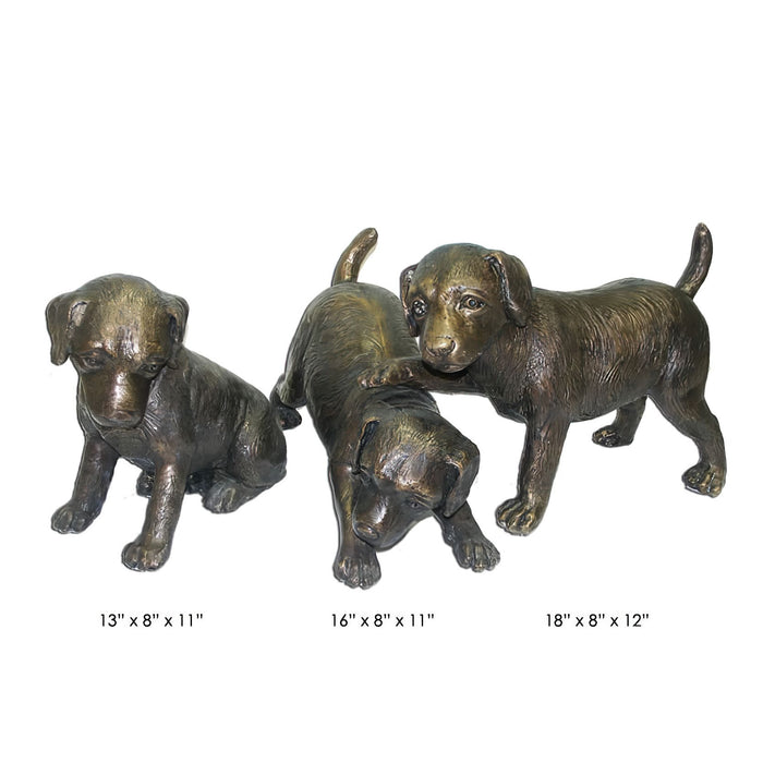 Bronze Puppy Trio Statues