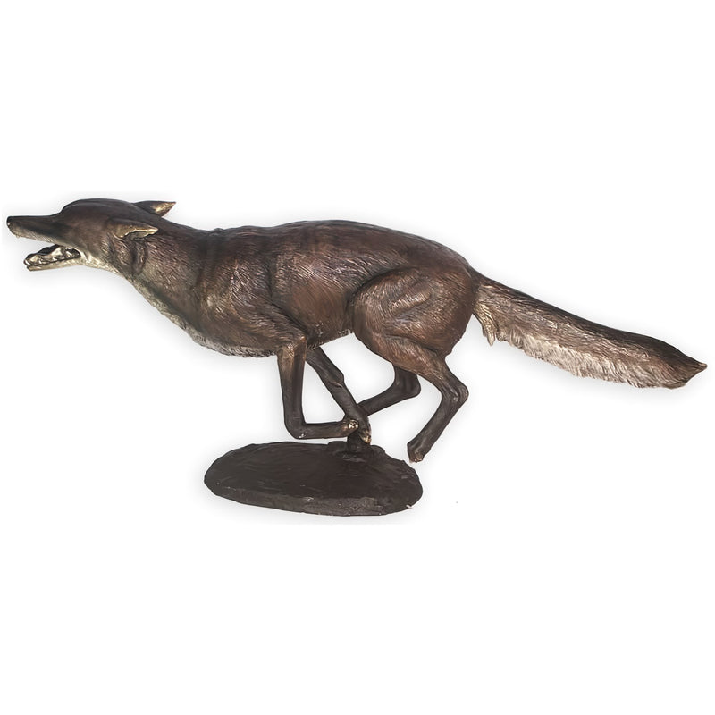 Bronze Running Fox Sculpture