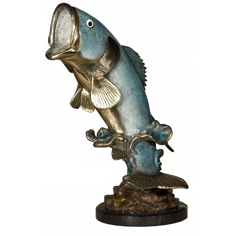 Bronze Seabass Statue on Marble Base