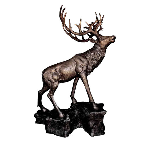 Bronze Stag on Rock Statue, Extra Large