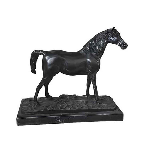 Bronze Standing Horse Statue on Marble Base