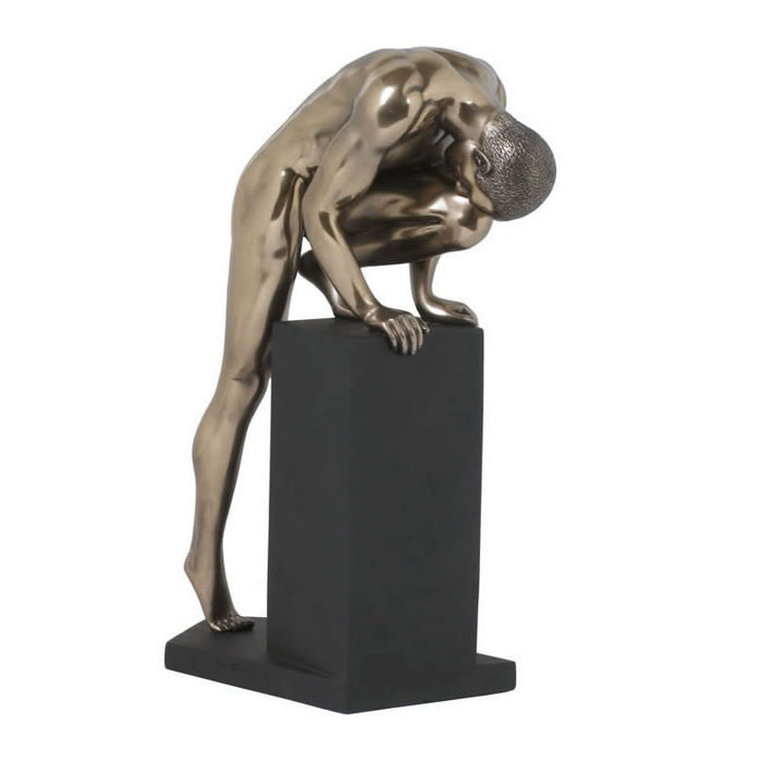 Bronze Stretching Male Sculpture 8.25 Inch
