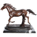Bronze Trotting Horse Statue on Marble Base