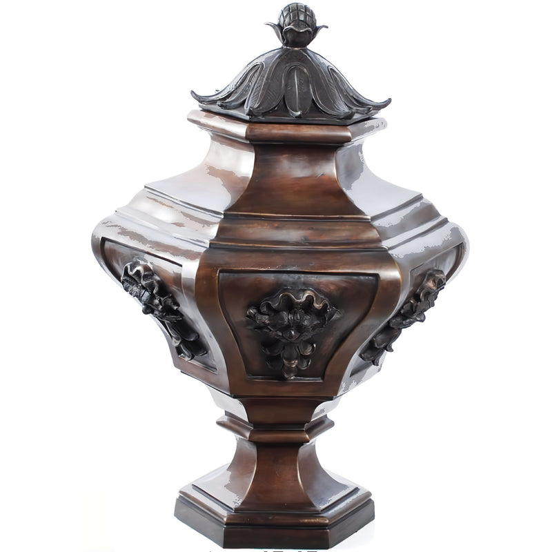 Bronze Urn with Lid- Waverly Ribbon Design