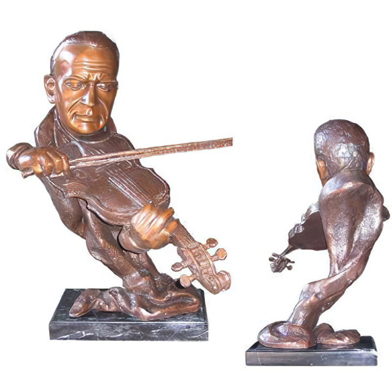 Bronze Violin Player Bust on Marble Base