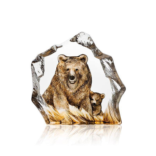 Brown Bear Crystal Sculpture With Color by Mats Jonasson