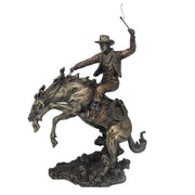 Bucking Bronco with Cowboy Statue