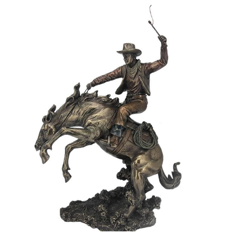 Bucking Bronco with Cowboy Statue
