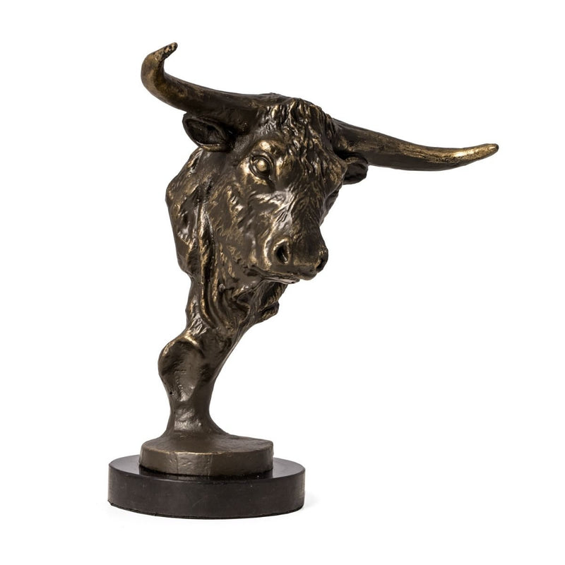 Bull Bust on Marble Base