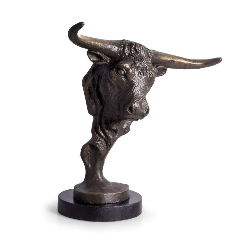 Bull Bust on Marble Base