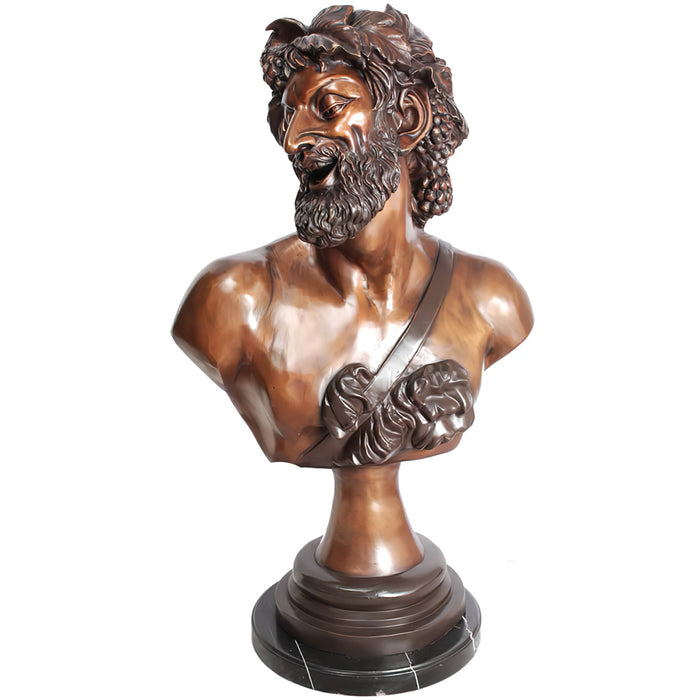 Bust of Bacchus, God of Wine Bronze Sculpture