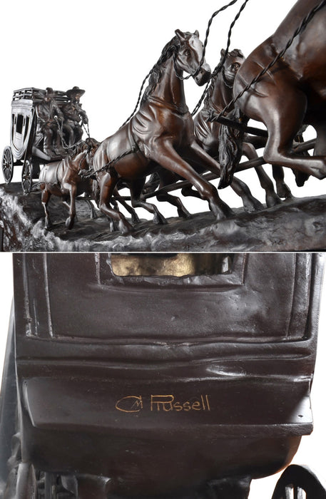 CM Russell Stagecoach Bronze Statue