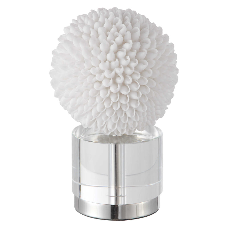 Cascara White Shell Sphere Sculpture