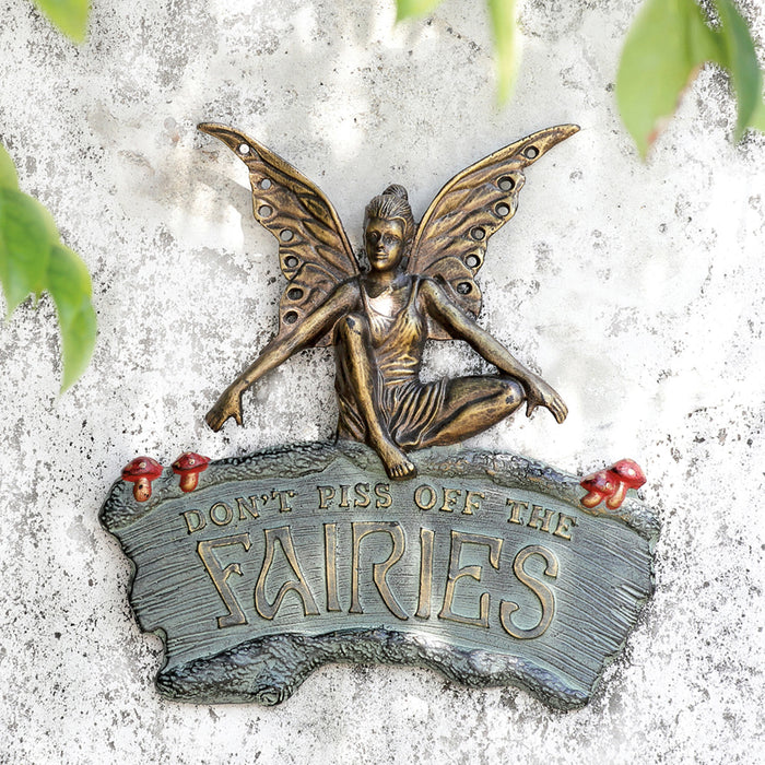 Cautionary Fairy Garden Wall Plaque- Don't Piss Off the Fairies by San Pacific International/SPI Home