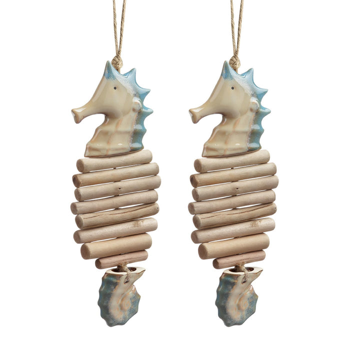 Ceramic Seahorse Mobiles-Wind Chimes, Set of 2 by San Pacific International/SPI Home
