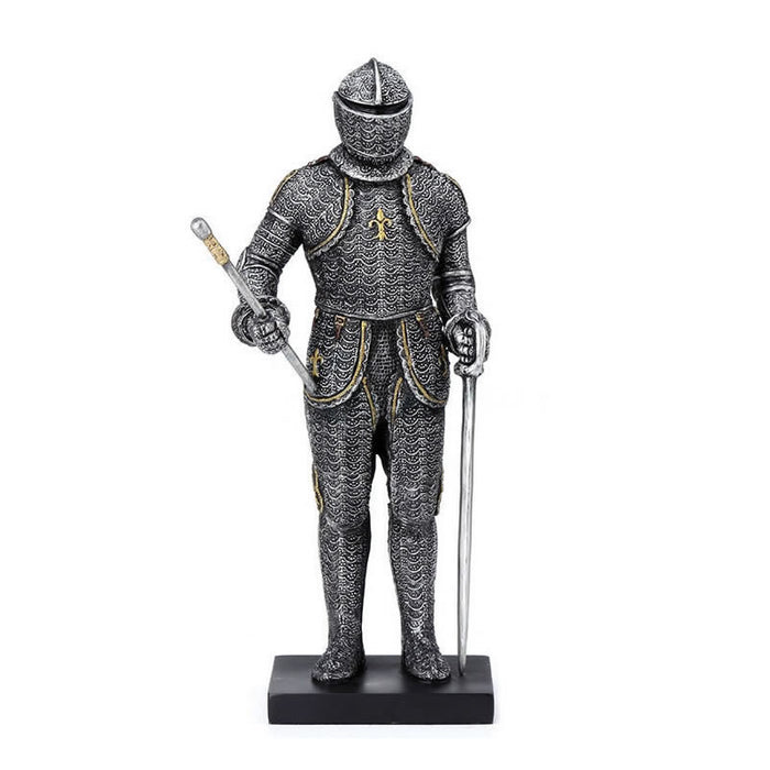 Ceremonial Armor Statue - Holding Sword And Stick Mace