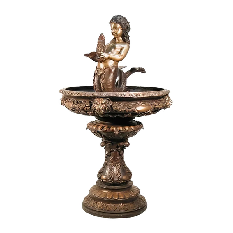Child Mermaid Fish Bronze Fountain
