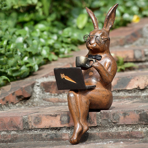 Coffee Break Garden Bunny Ledge Sitter Statue by San Pacific International/SPI Home