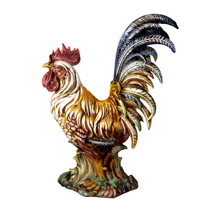 Colorful Italian Ceramic Rooster Sculpture