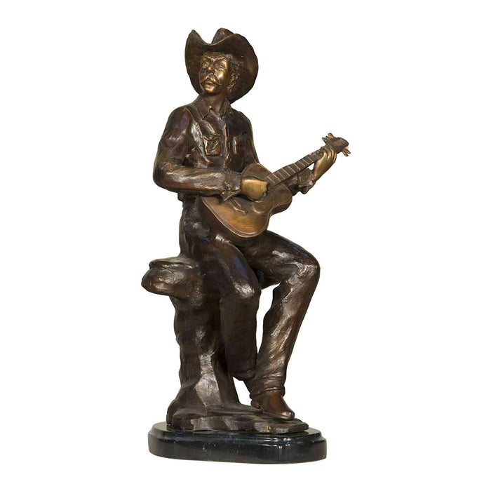 Bronze Cowboy Playing Guitar Sculpture