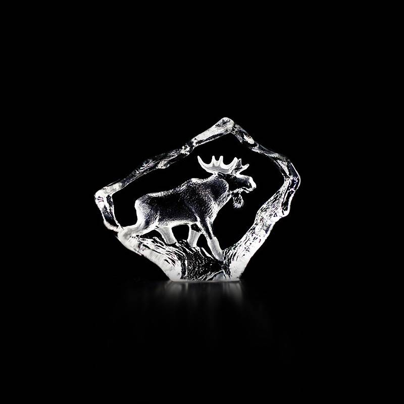 Crystal Bull Moose Figurine by Mats Jonasson