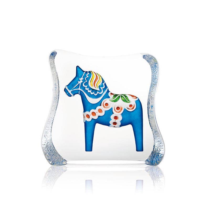Crystal Dalecarlia Horse Figurine, Blue 4.5 Inch by Mats Jonasson