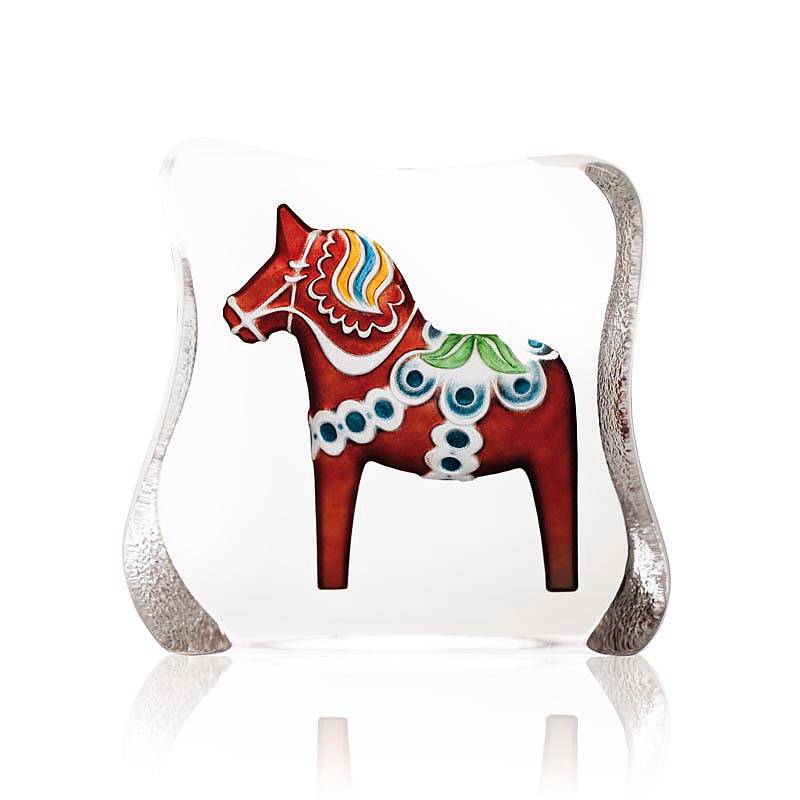 Crystal Dalecarlia Horse Statue, Red 6 Inch by Mats Jonasson