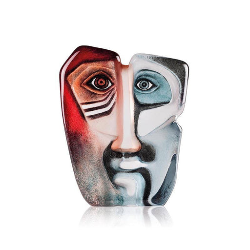 Crystal Domino Mask Sculpture, Blue/Red by Mats Jonasson