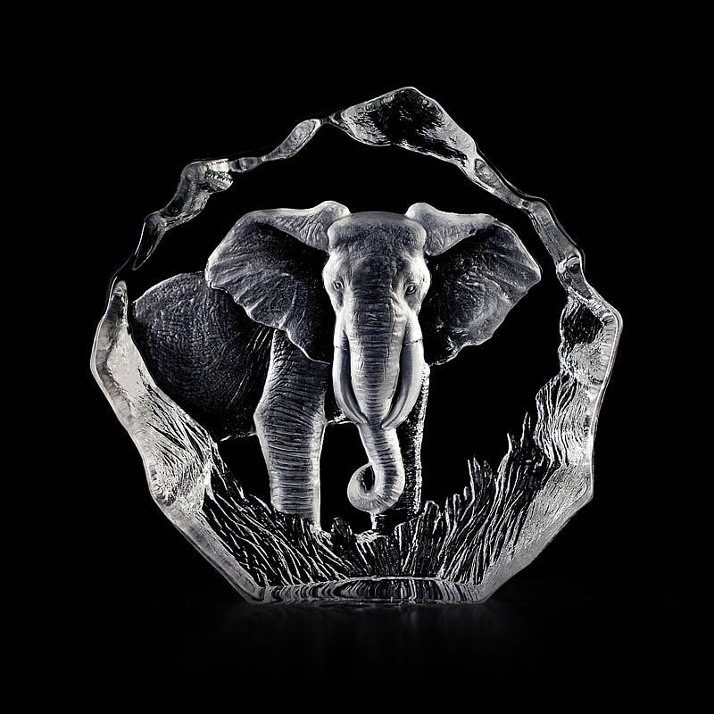 Crystal Elephant Sculpture by Mats Jonasson