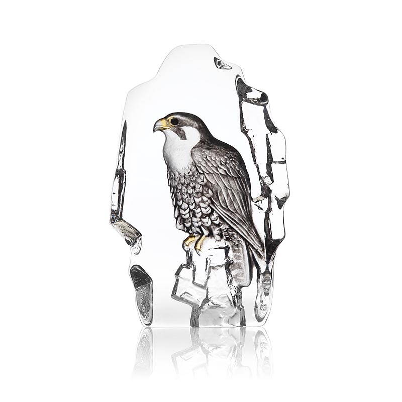 Crystal Falcon Sculpture by Mats Jonasson