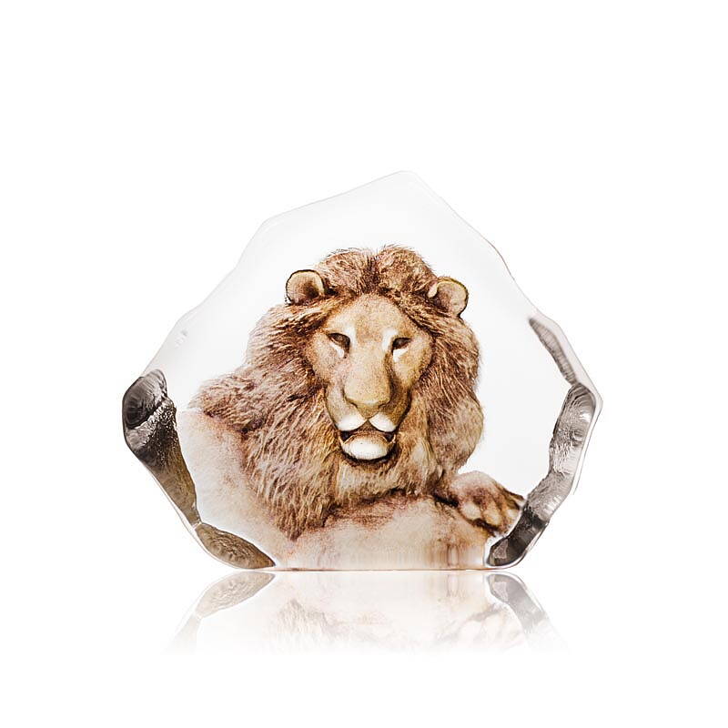 Crystal Lion Statue With Color by Mats Jonasson