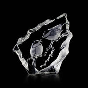 Crystal Marsh Tits (Chickadees) Sculpture by Mats Jonasson