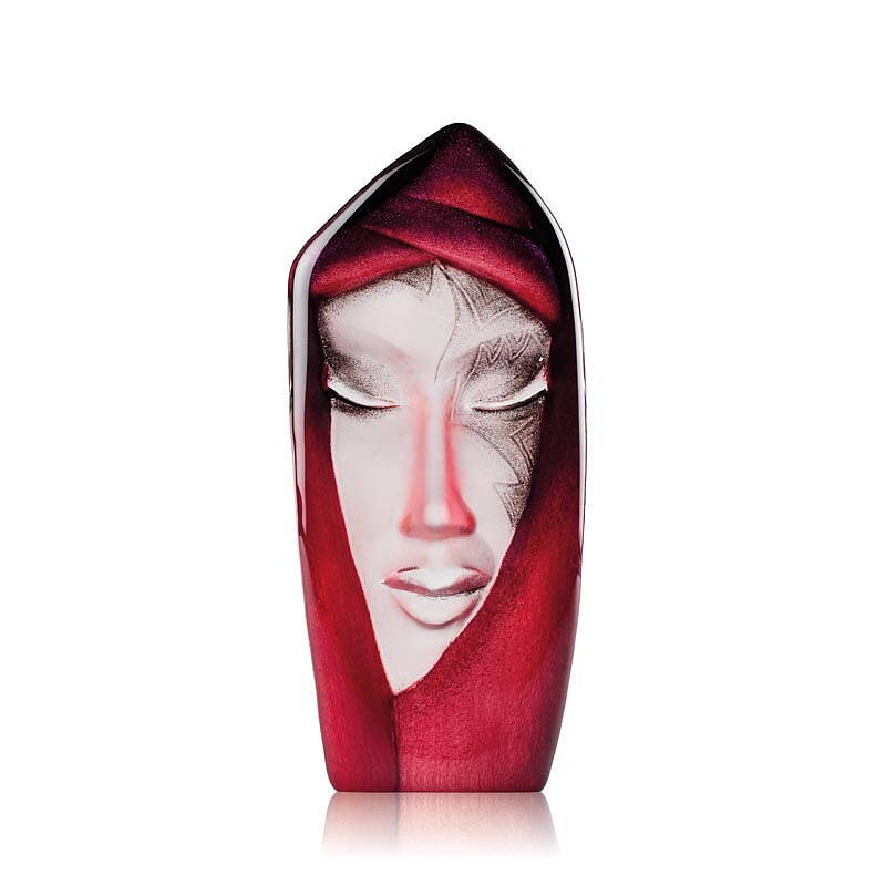 工芸品 MATS JONASSON Crystal Masq Batzeba Sculpture, Red by Mats Jonasson — AllSculptures