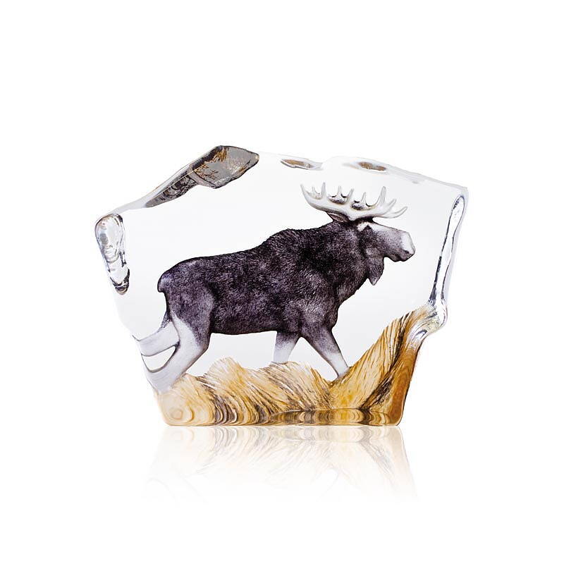 Crystal Moose Statue With Color by Mats Jonasson