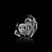 Crystal Owlets Trio Sculpture by Mats Jonasson