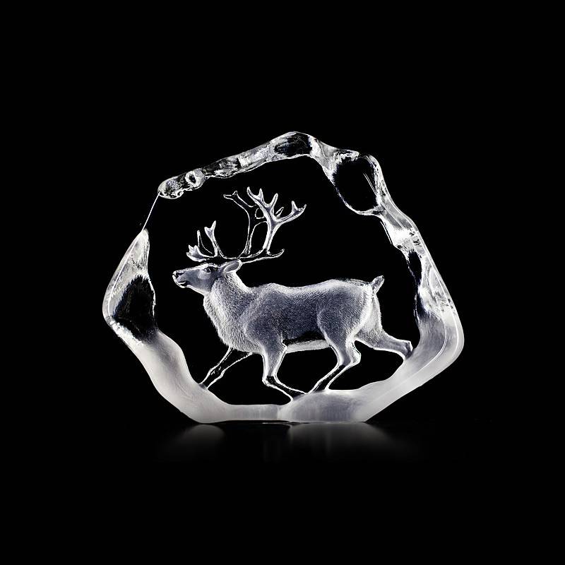 Crystal Reindeer Statue by Mats Jonasson