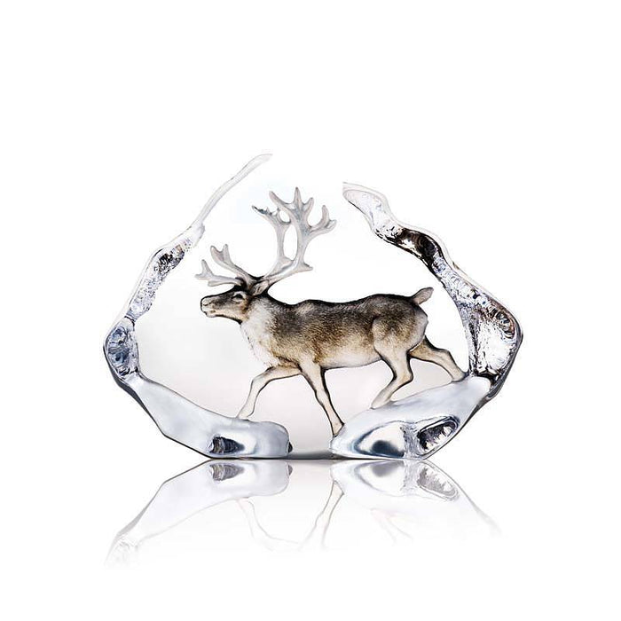 Crystal Reindeer Statue With Color by Mats Jonasson
