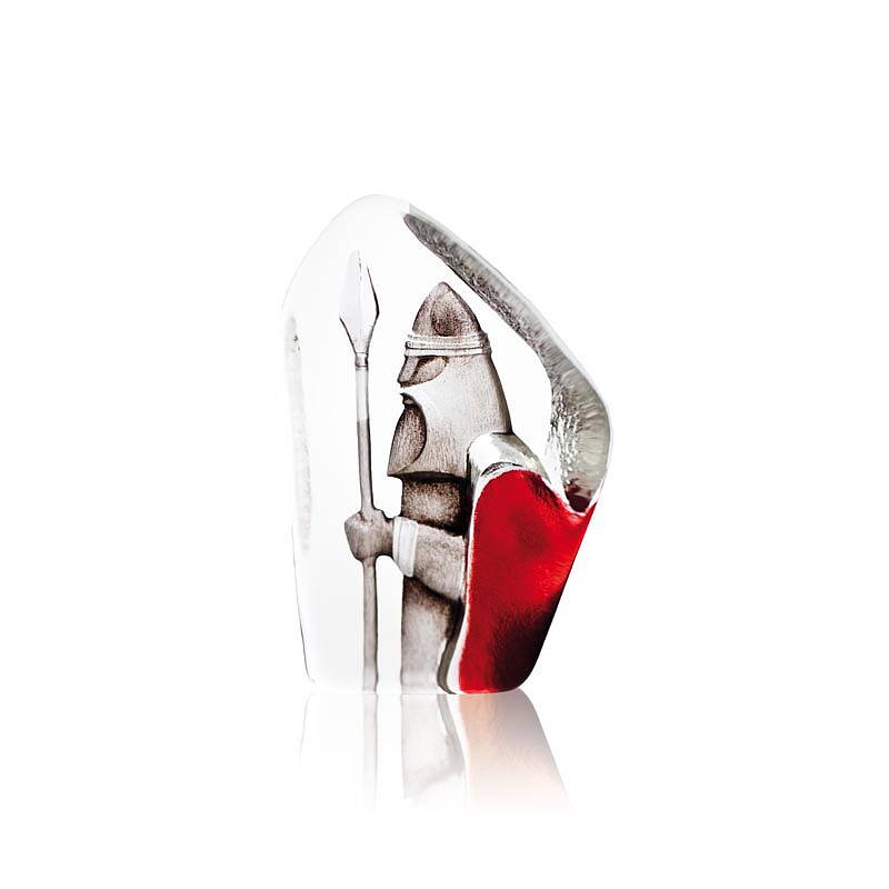 Crystal Viking with Spear Statue by Mats Jonasson