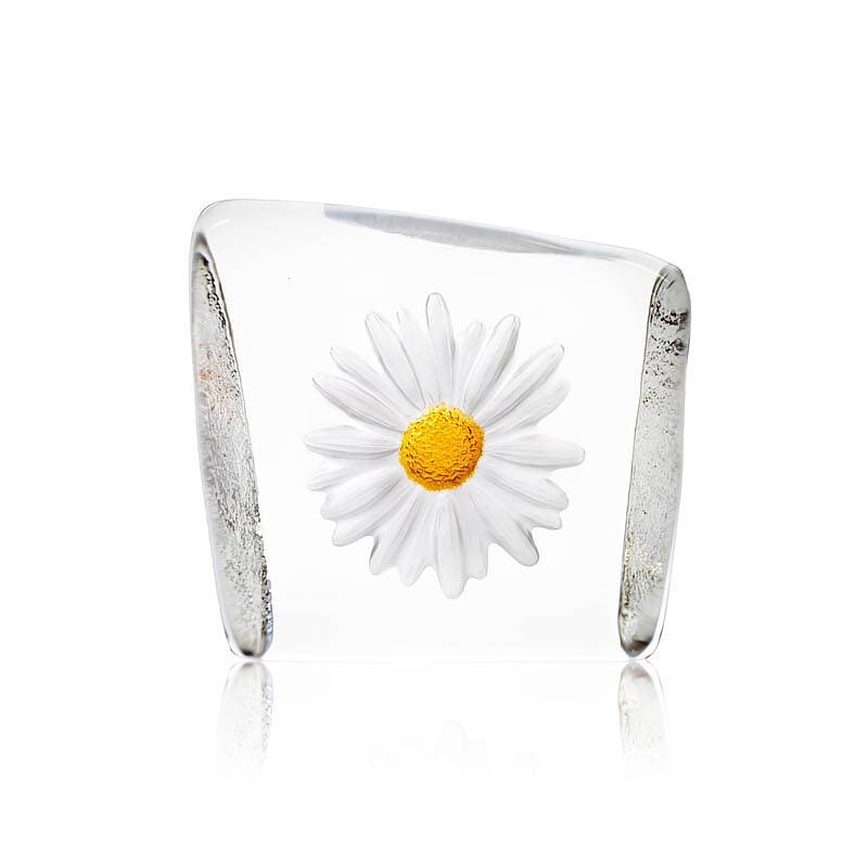 Crystal White/Yellow Daisy Figurine by Mats Jonasson