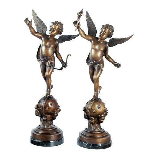 Cupids with Torch & Bow Sculpture Set