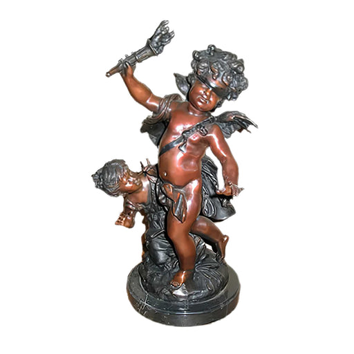 Blindfolded Cupid with Torch Bronze Sculpture