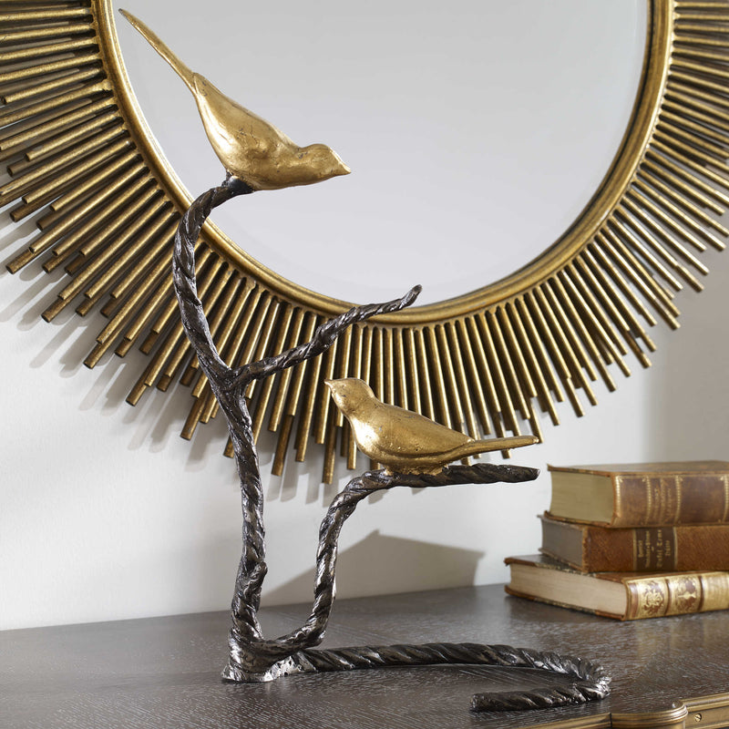 Song Birds on Branch Sculpture