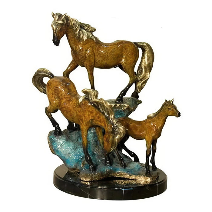 Three Descending Horses- Bronze Sculpture