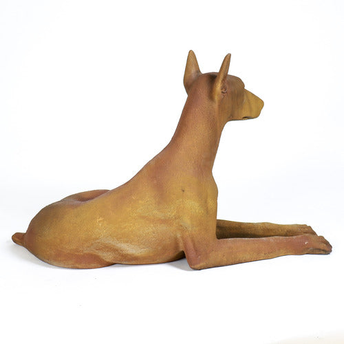 Sitting Doberman Pinscher Statue-Fiber Stone