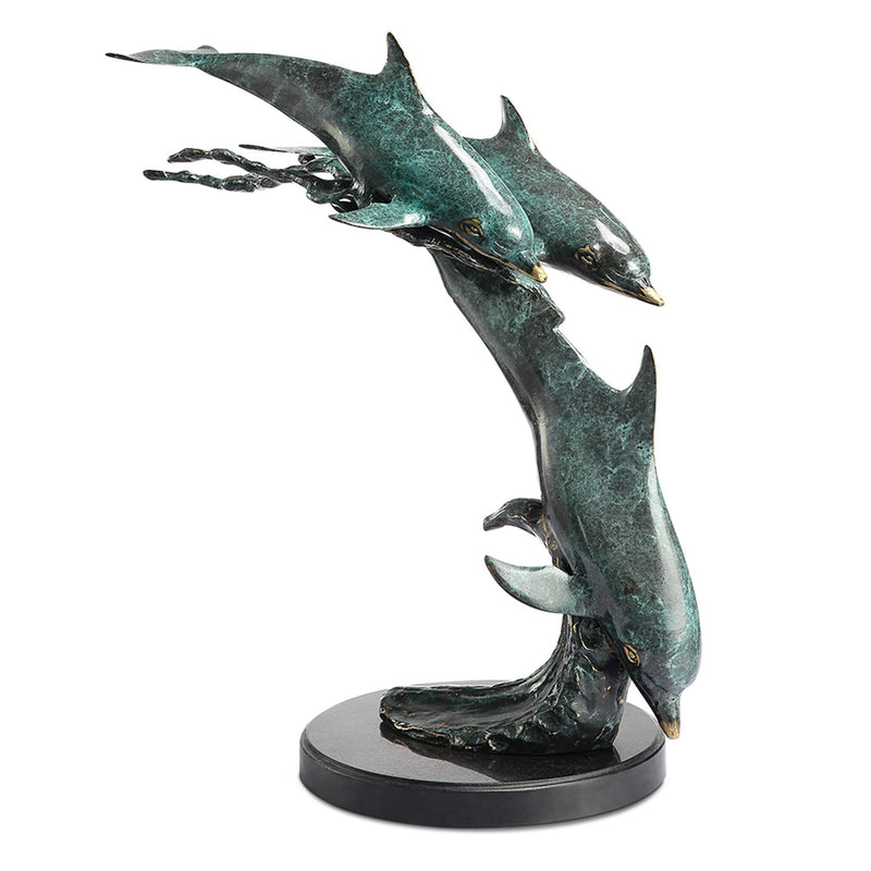 Dolphin Trio on Wave Sculpture by San Pacific International/SPI Home