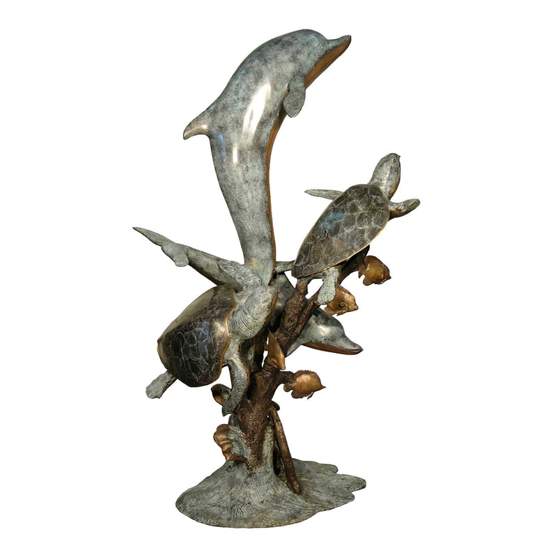 Dolphin and Turtles Outdoor Sculpture