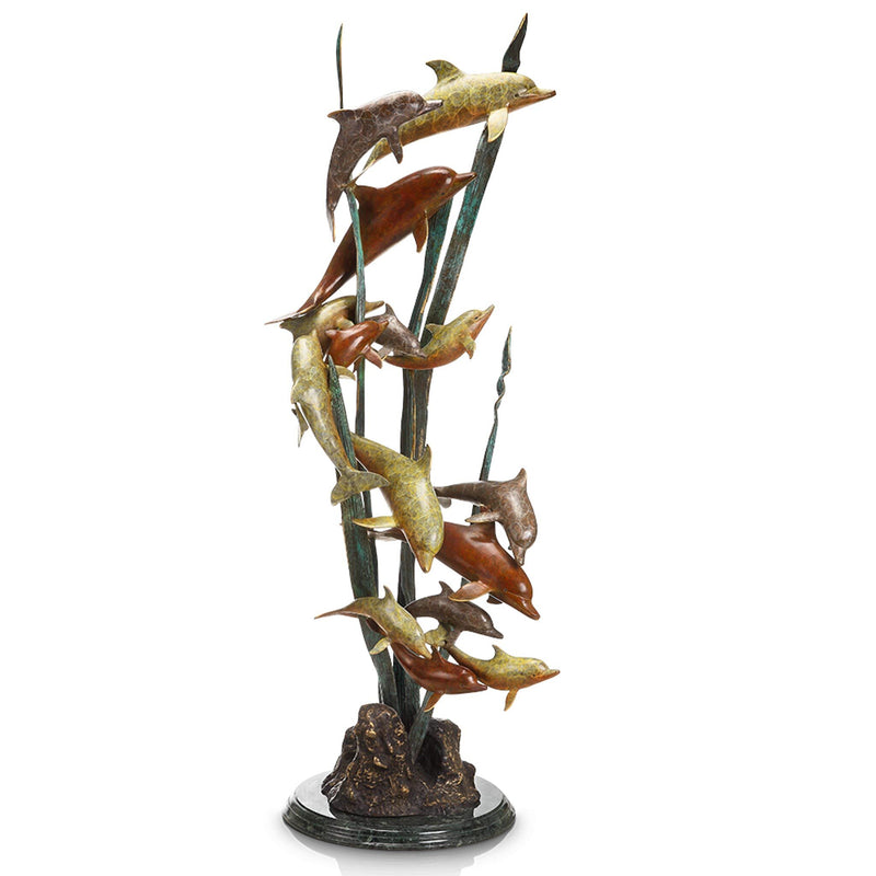 Dozen Dolphin Pod Seascape Sculpture by San Pacific International/SPI Home
