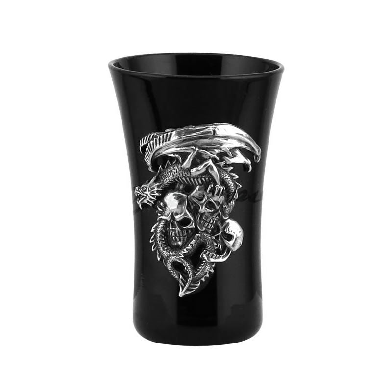 Dragon And Three Skulls Shot Glass