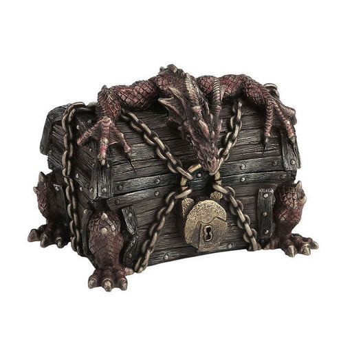 Dragon Breaking Out Of Chained Chest Trinket Box